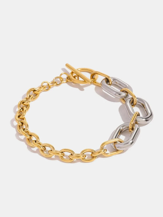 18K Gold-Plated Stainless Steel Chain Bracelet Gold One Size - Fashorio