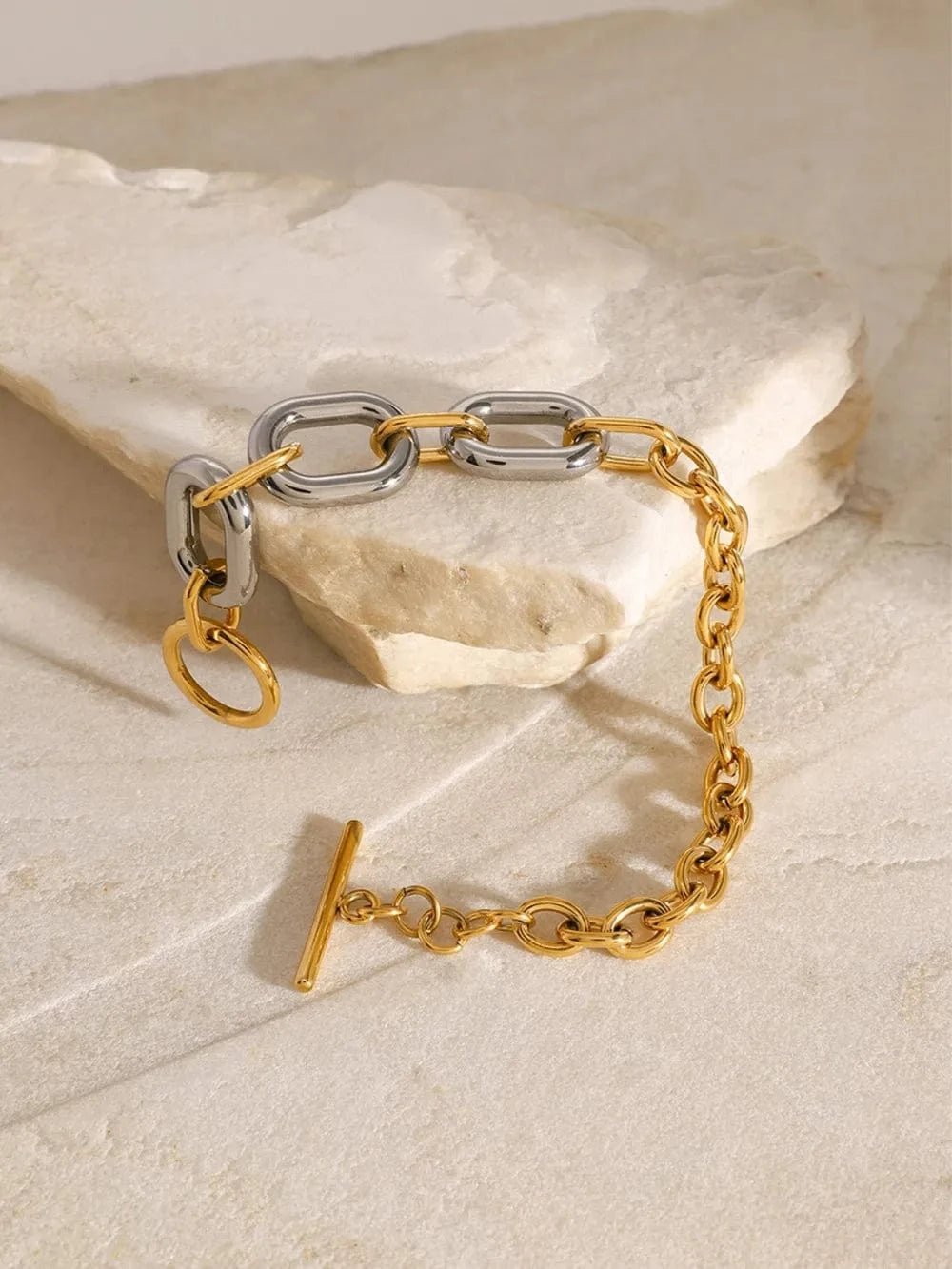 Fashorio Gold / One Size 18K Gold-Plated Stainless Steel Chain Bracelet