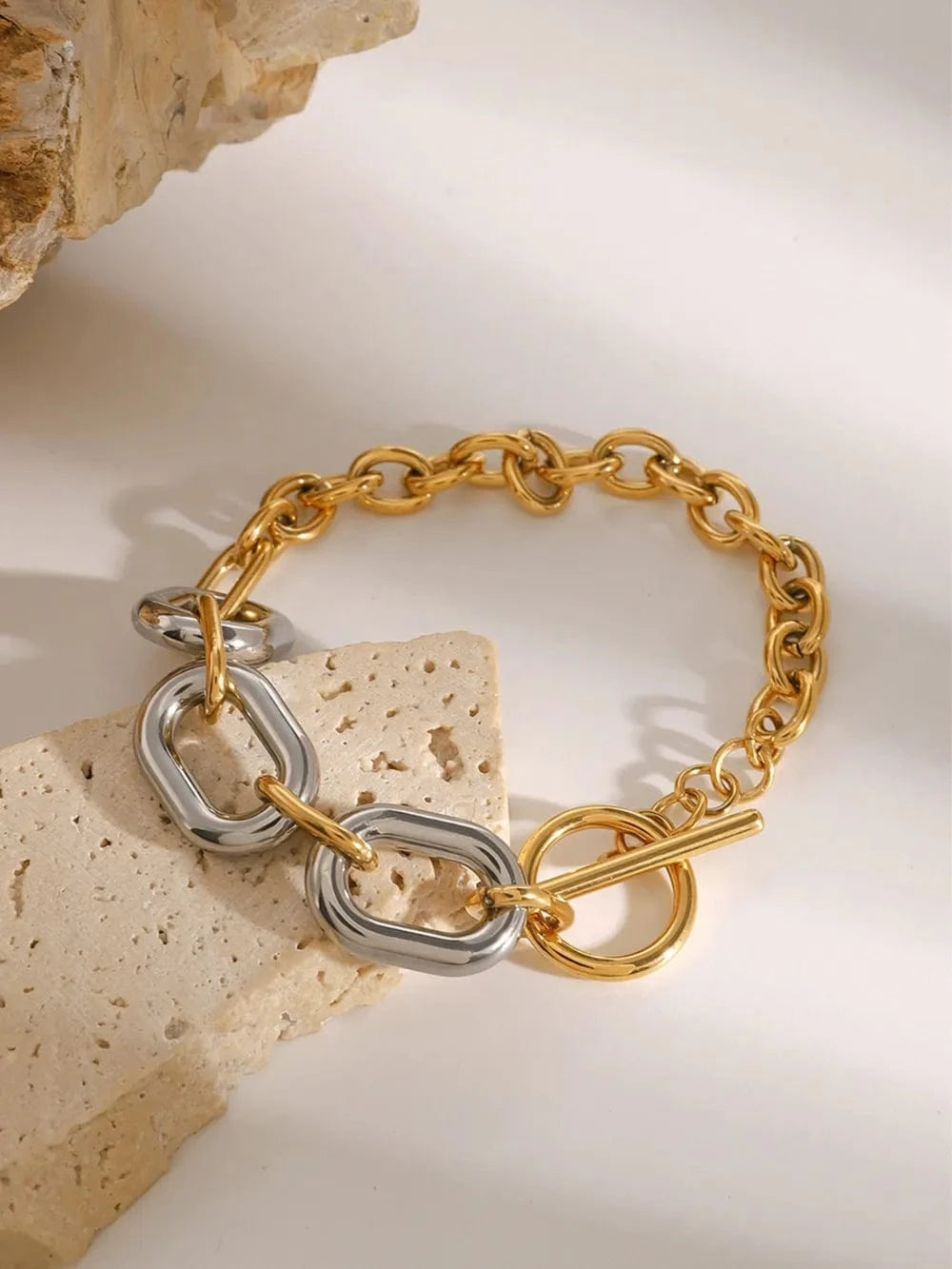 Fashorio Gold / One Size 18K Gold-Plated Stainless Steel Chain Bracelet