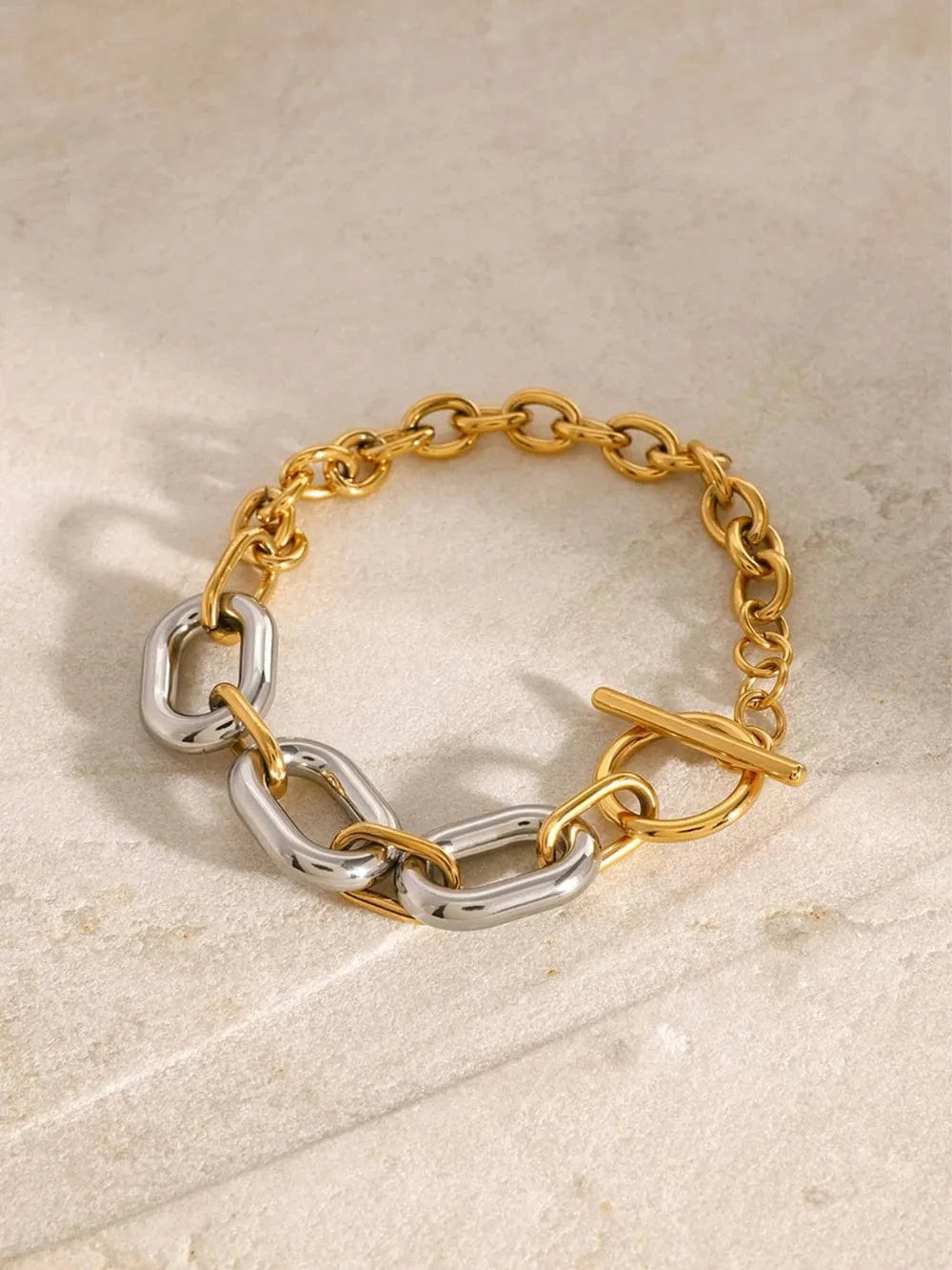 Fashorio Gold / One Size 18K Gold-Plated Stainless Steel Chain Bracelet