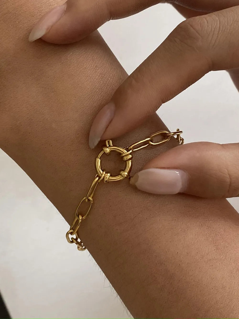 Fashorio Gold / One Size 18K Gold-Plated Stainless Steel Chain Bracelet