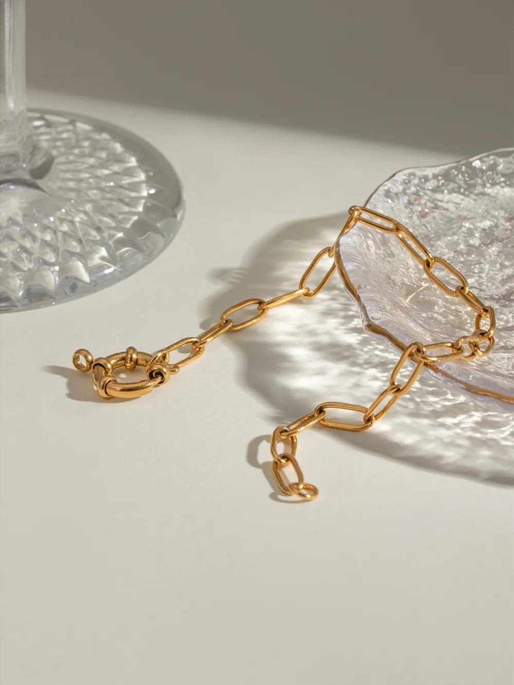 Fashorio Gold / One Size 18K Gold-Plated Stainless Steel Chain Bracelet