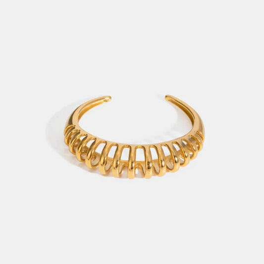 18K Gold-Plated Stainless Steel Cutout Bracelet Gold One Size - Fashorio