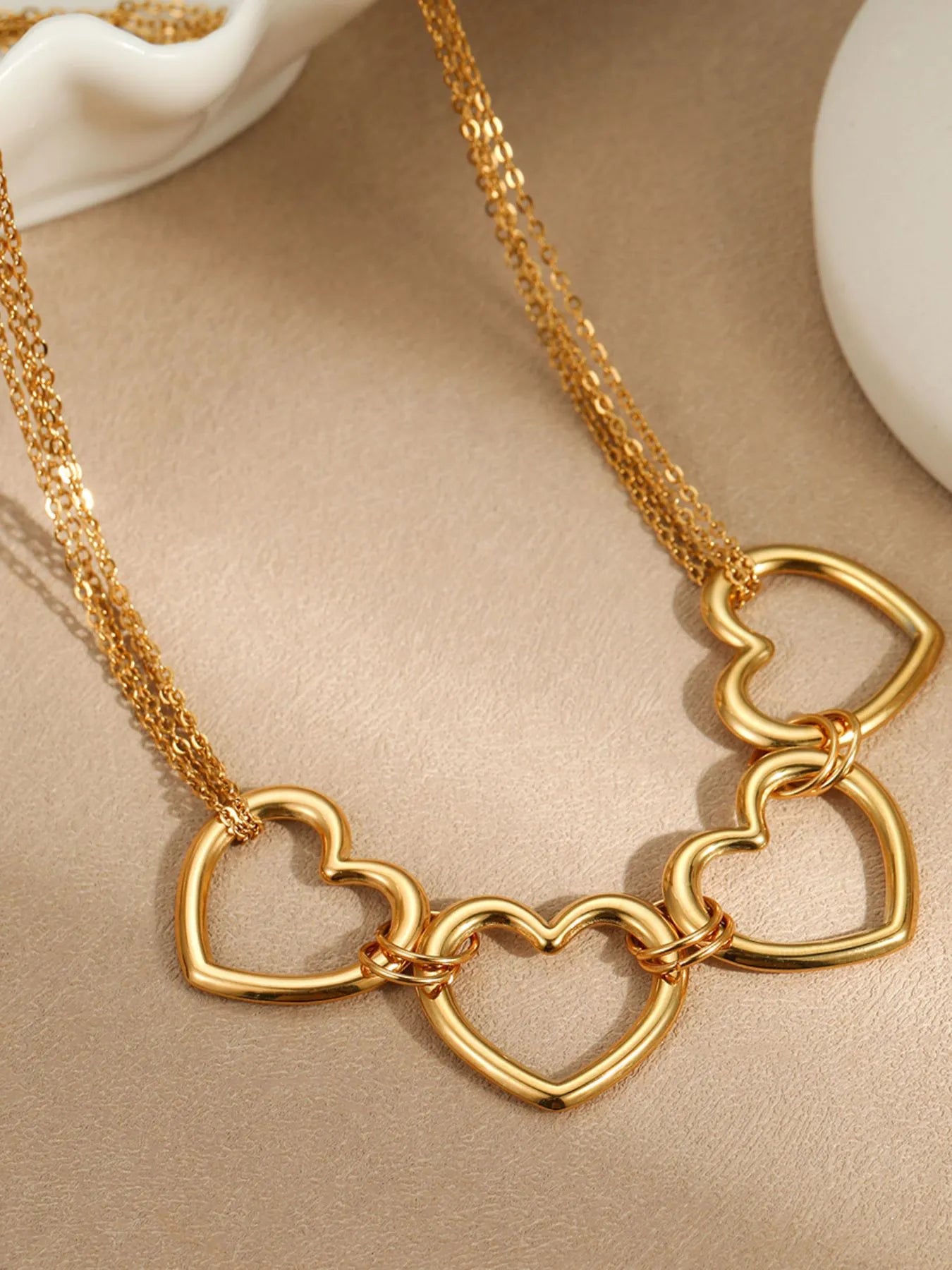 Fashorio Gold / One Size 18K Gold-Plated Stainless Steel Heart Necklace