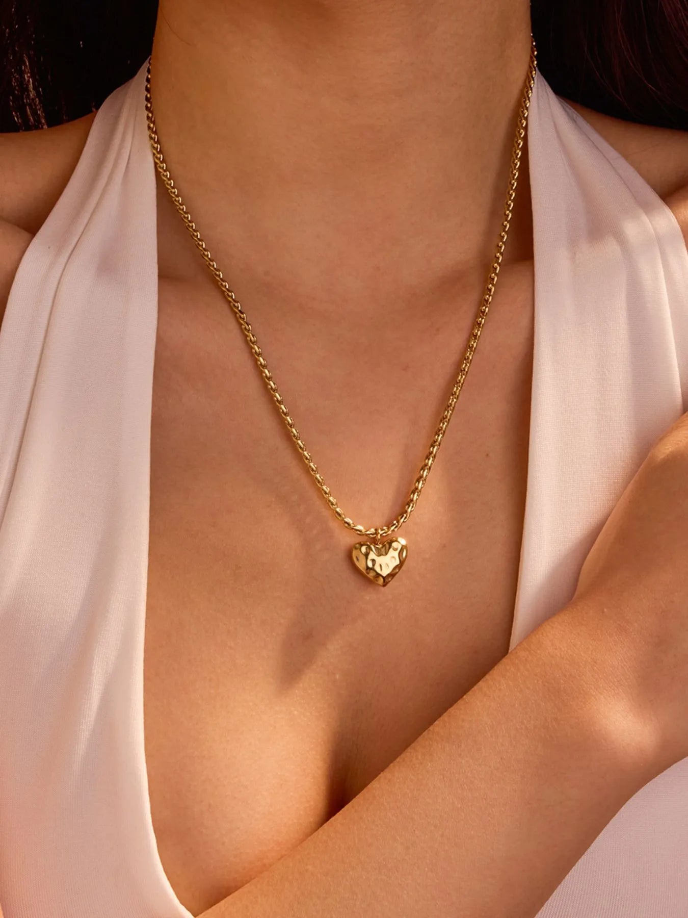 Fashorio Gold / One Size 18K Gold-Plated Stainless Steel Heart Pendant Necklace