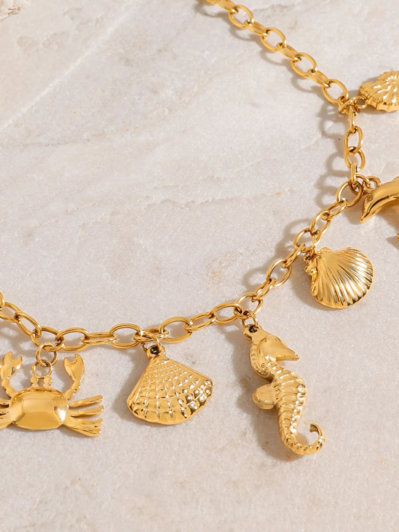 Fashorio Gold / One Size 18K Gold-Plated Stainless Steel Ocean Theme Necklace