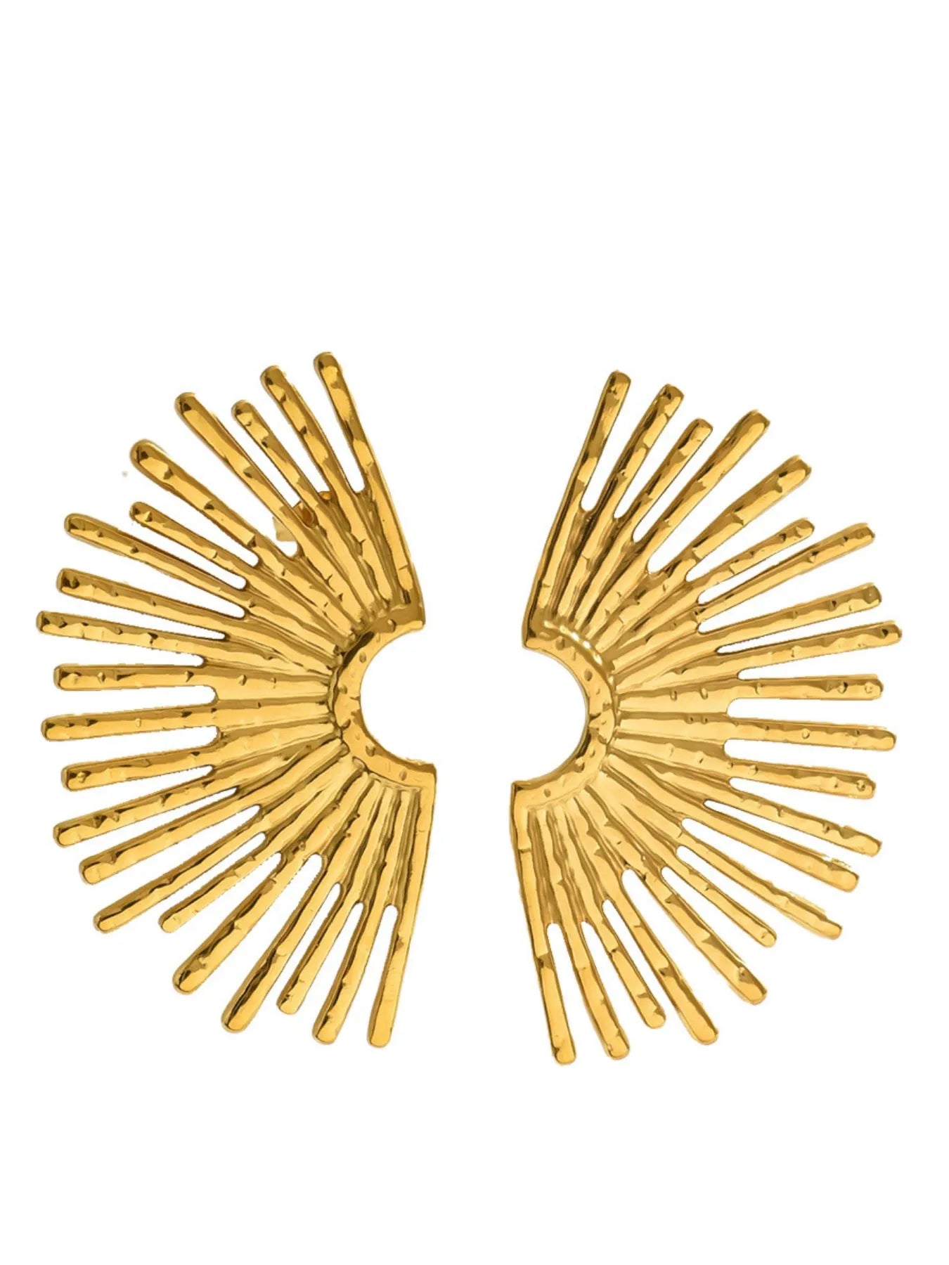 Fashorio Gold / One Size 18K Gold-Plated Stainless Steel Sunburst Earrings