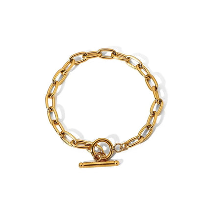 18K Gold-Plated Stainless Steel Toggle Chain Bracelet - Fashorio