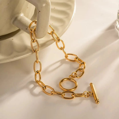 18K Gold-Plated Stainless Steel Toggle Chain Bracelet - Fashorio