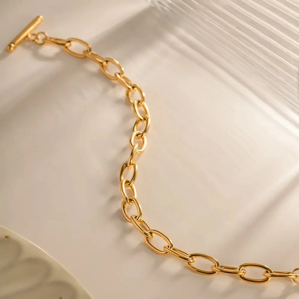 18K Gold-Plated Stainless Steel Toggle Chain Bracelet - Fashorio