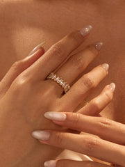 Fashorio Gold / One Size 18K Gold-Plated Stainless Steel Zircon Ring