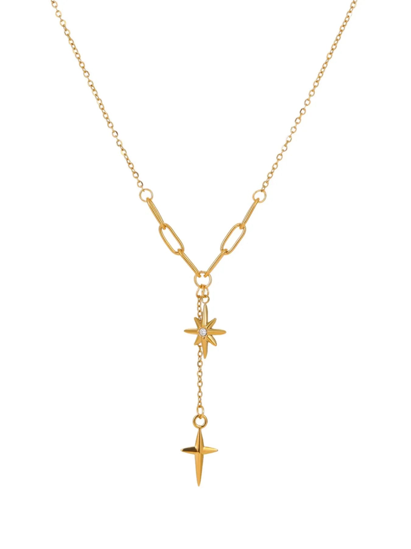 Fashorio Gold / One Size 18K Gold-Plated Star Cross Pendant Necklace