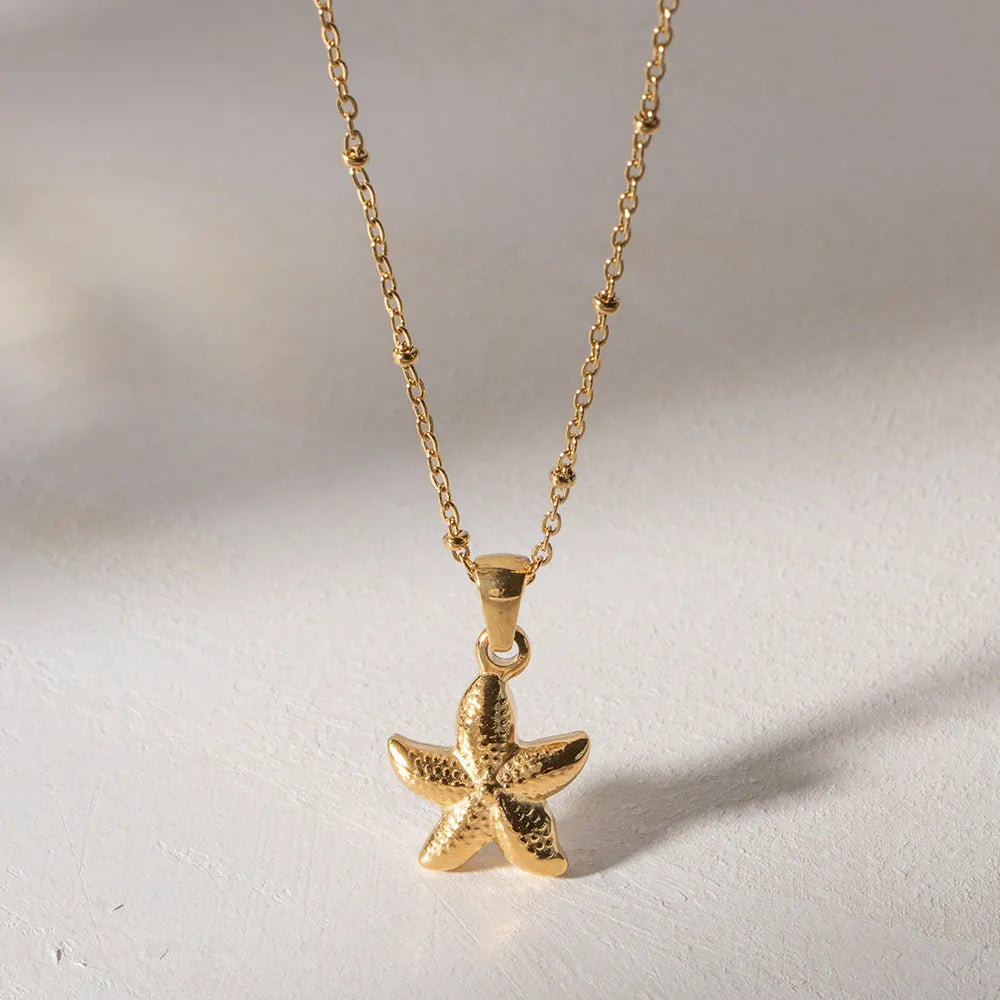 Fashorio Gold / One Size 18K Gold Plated Starfish Pendant Necklace