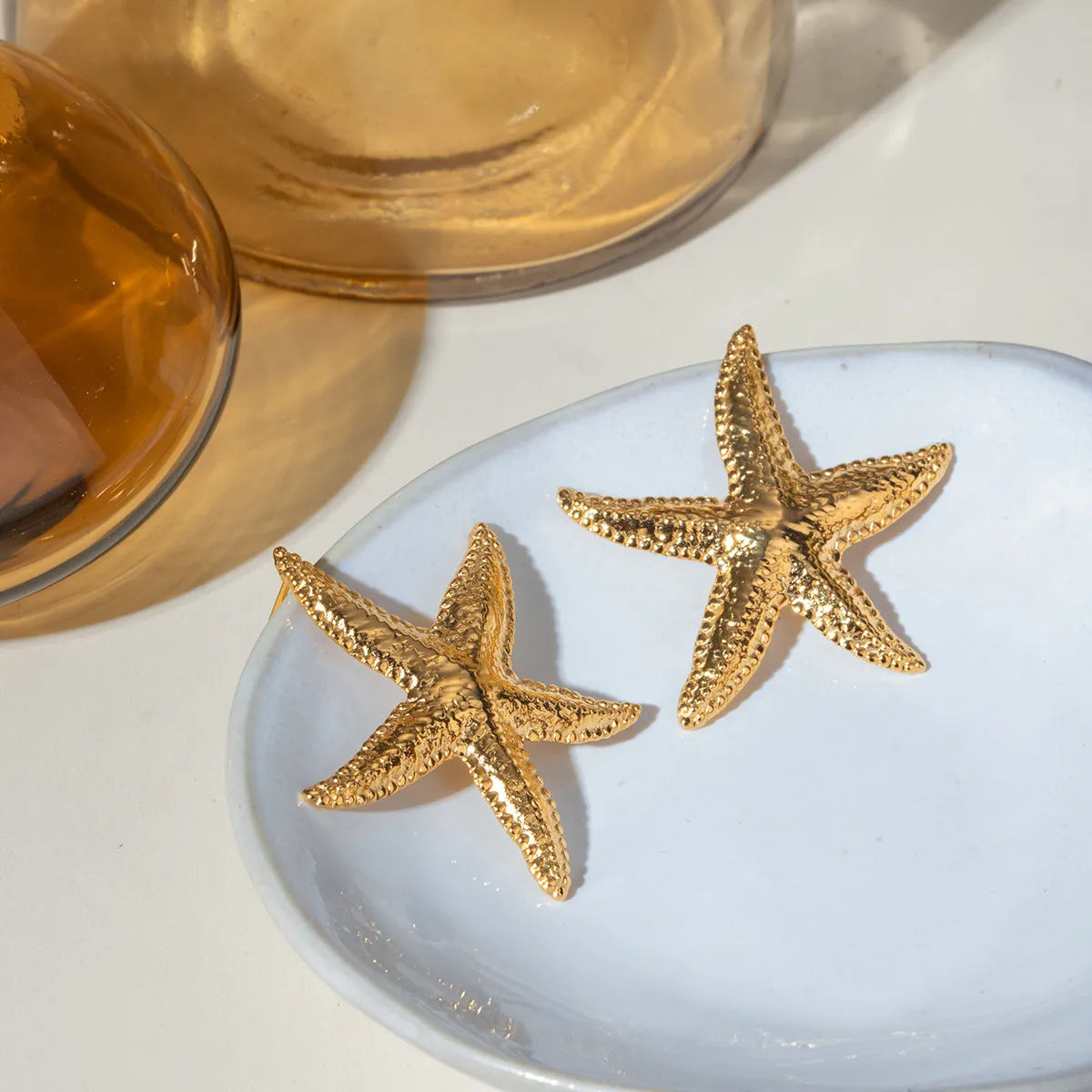 Fashorio Gold / One Size 18K Gold-Plated Starfish Stud Earrings