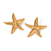 Fashorio Gold / One Size 18K Gold-Plated Starfish Stud Earrings