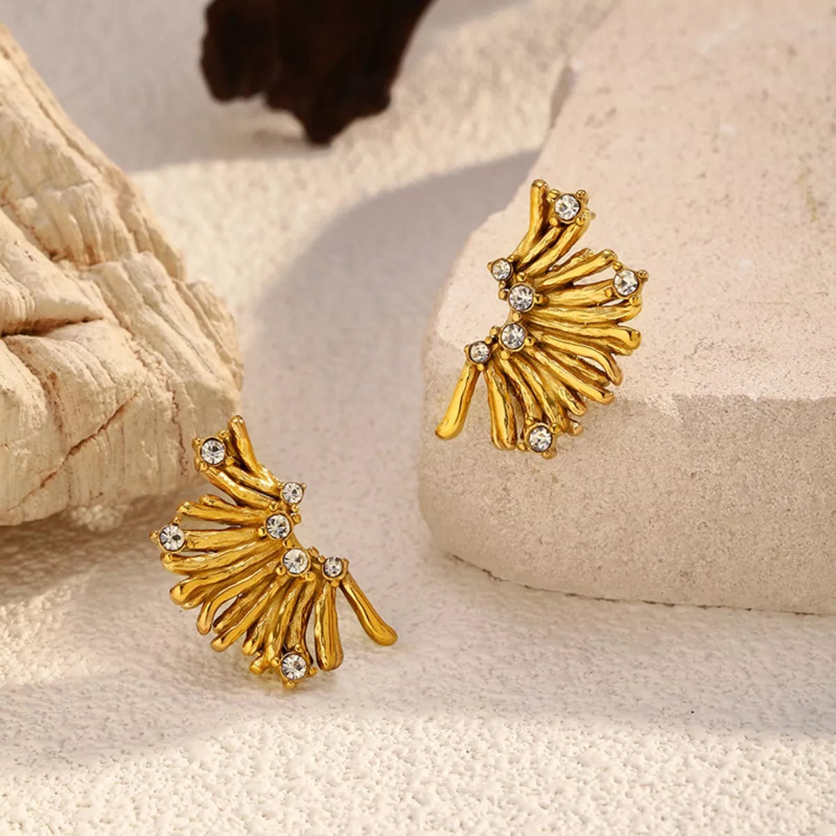 Fashorio Gold / One Size 18K Gold-Plated Stud Earrings