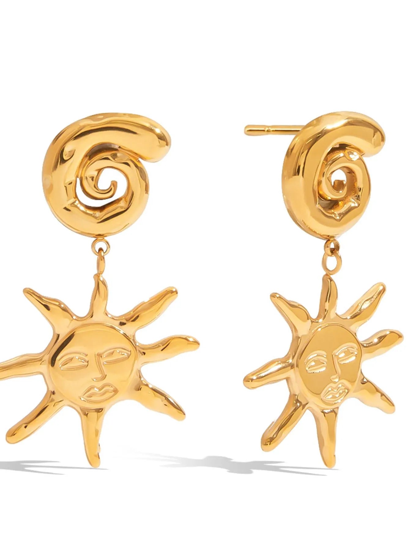 Fashorio Gold / One Size 18K Gold-Plated Sun Drop Earrings