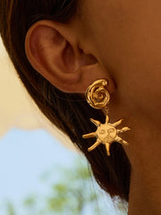 Fashorio Gold / One Size 18K Gold-Plated Sun Drop Earrings