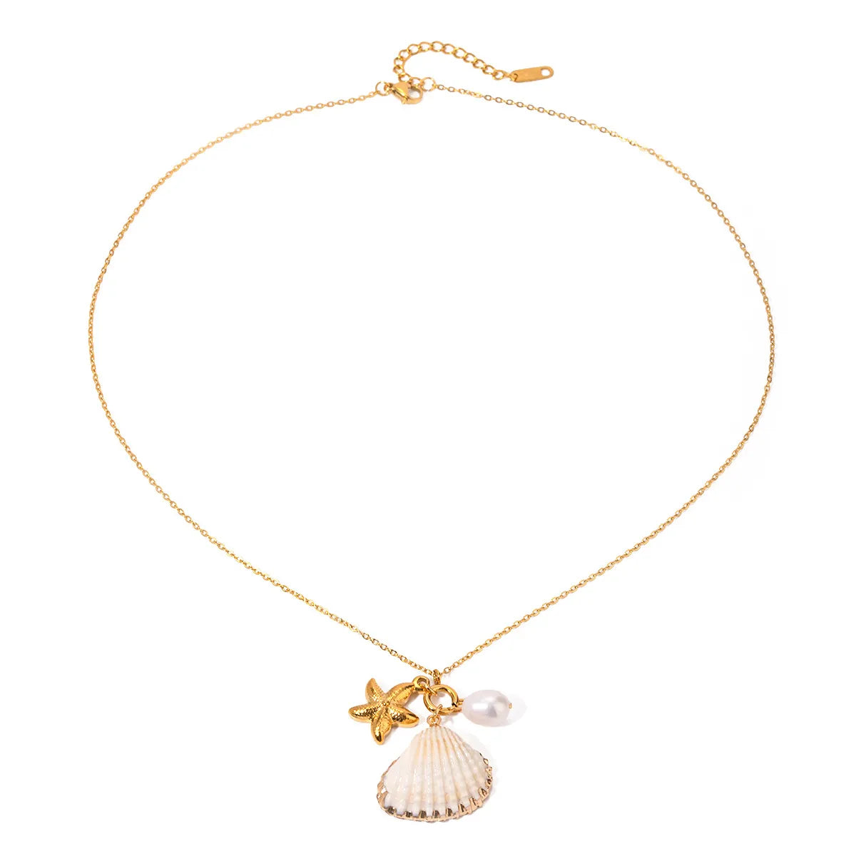Fashorio Gold / One Size 18K Gold-Plated Synthetic Pearl Shell Necklace