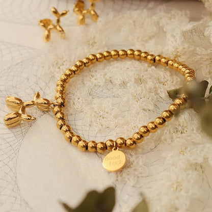 18K Gold-Plated Titanium Steel Puppy Shape Charm Bracelet - Fashorio