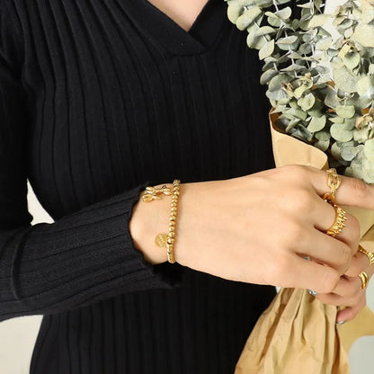 18K Gold-Plated Titanium Steel Puppy Shape Charm Bracelet - Fashorio