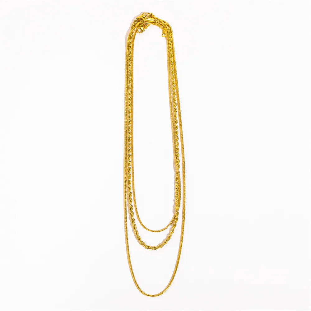 Fashorio Gold / One Size 18K Gold-Plated Titanium Steel Three-Layered Necklace