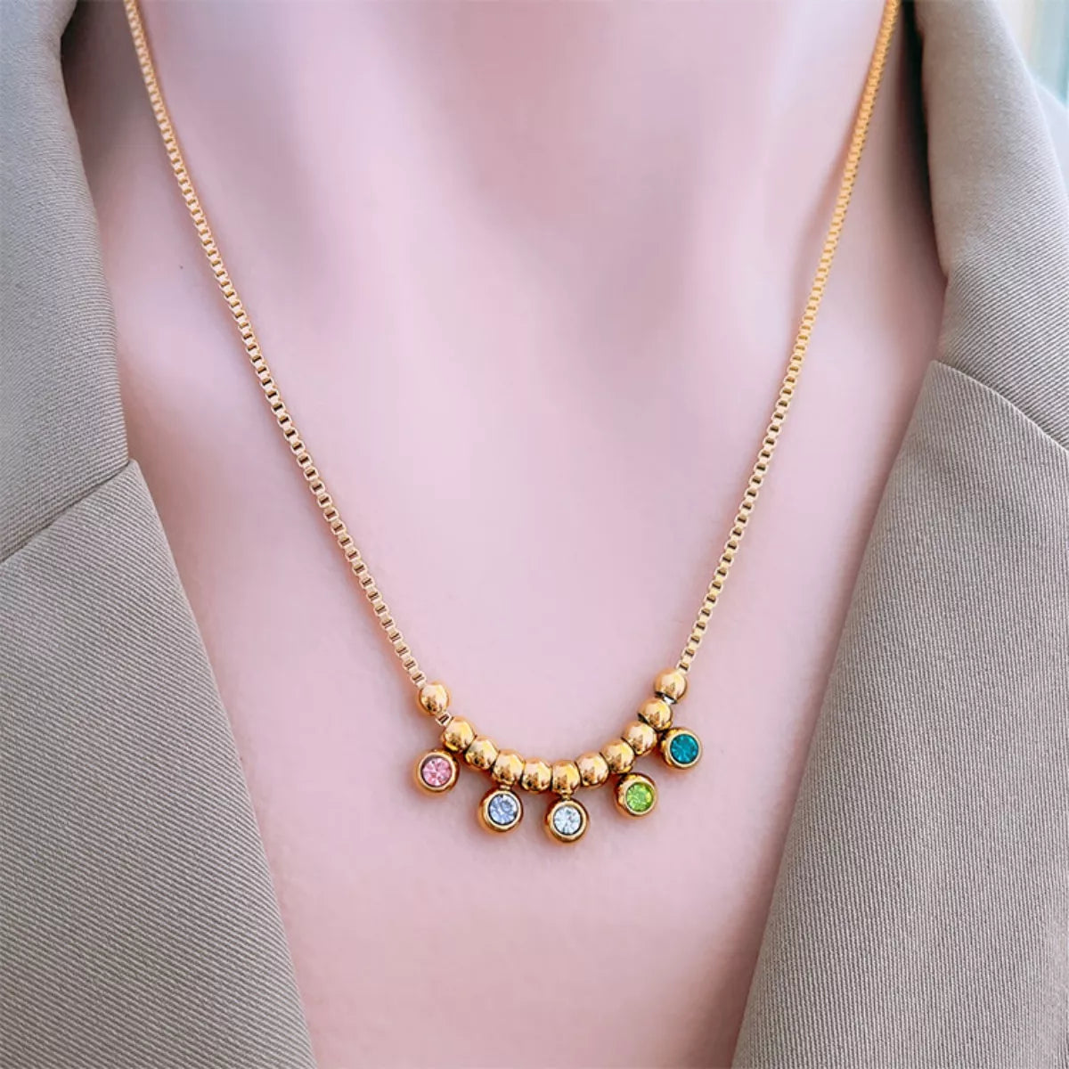 Fashorio Gold / One Size 18K Gold-Plated Zircon Necklace