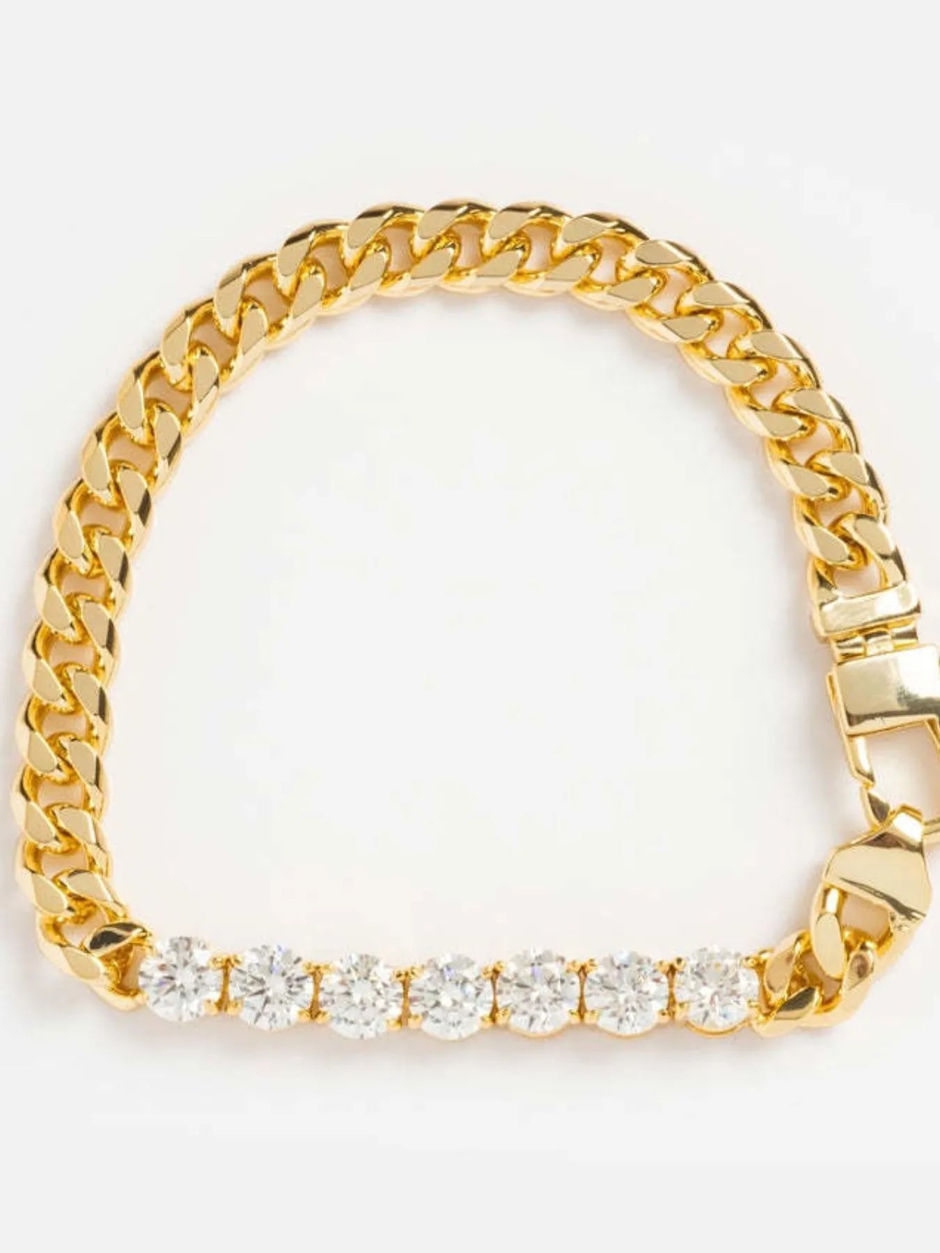 Fashorio Gold / One Size 18K Gold-Plated Zircon Necklace and Bracelet Jewelry Set