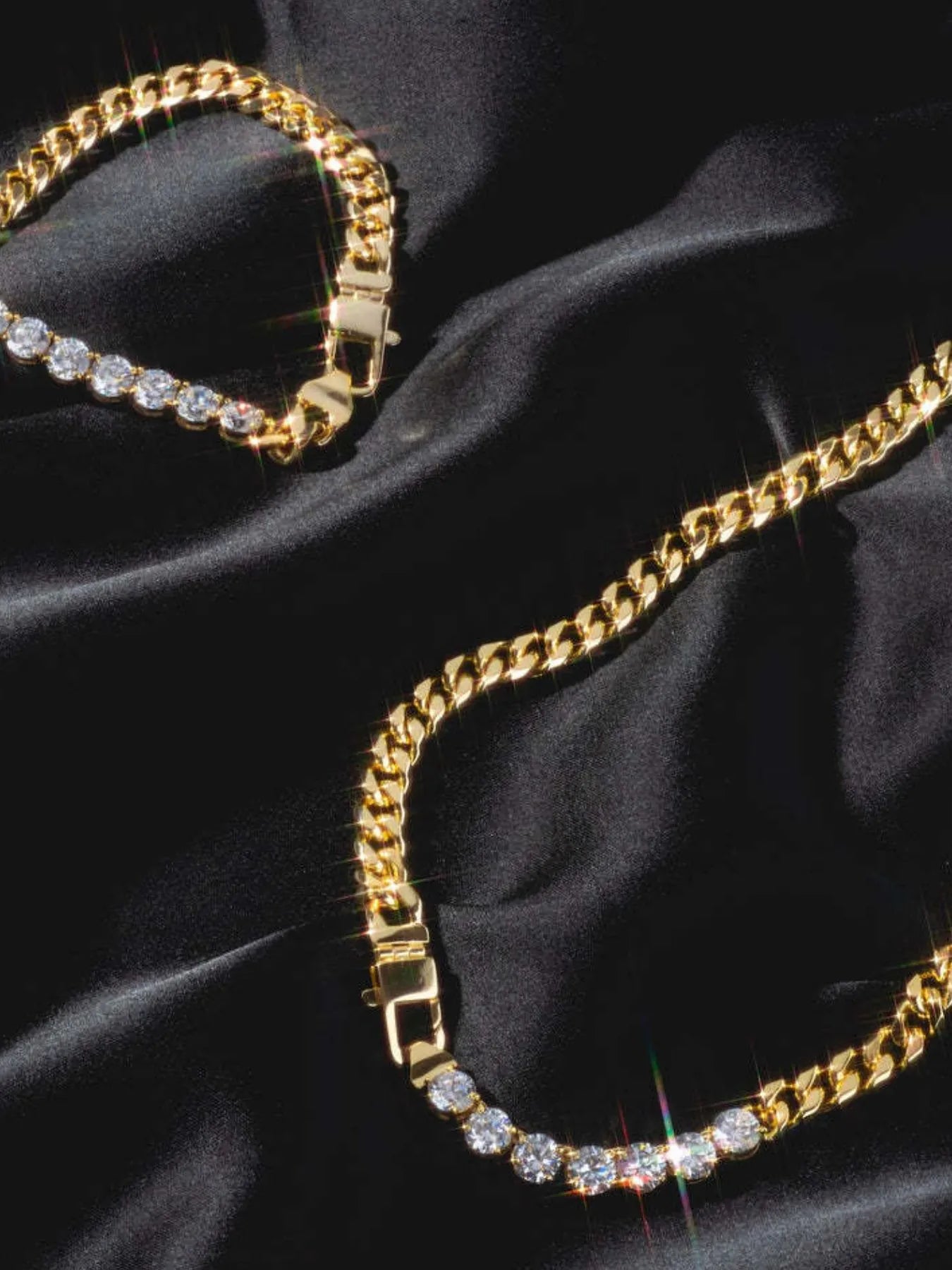 Fashorio Gold / One Size 18K Gold-Plated Zircon Necklace and Bracelet Jewelry Set