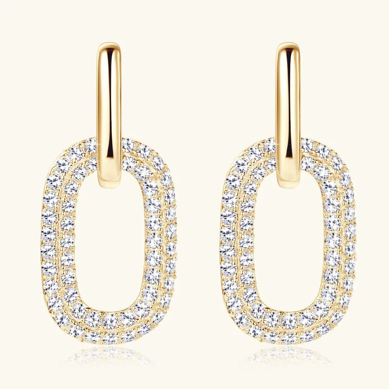 Fashorio Gold / One Size 2.16 Carat Moissanite 925 Sterling Silver Earrings