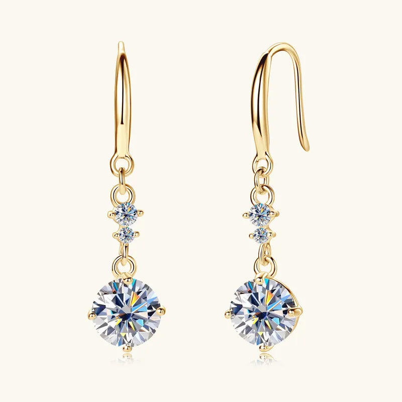 Fashorio Gold / One Size 2 Carat Moissanite 925 Sterling Silver Earrings