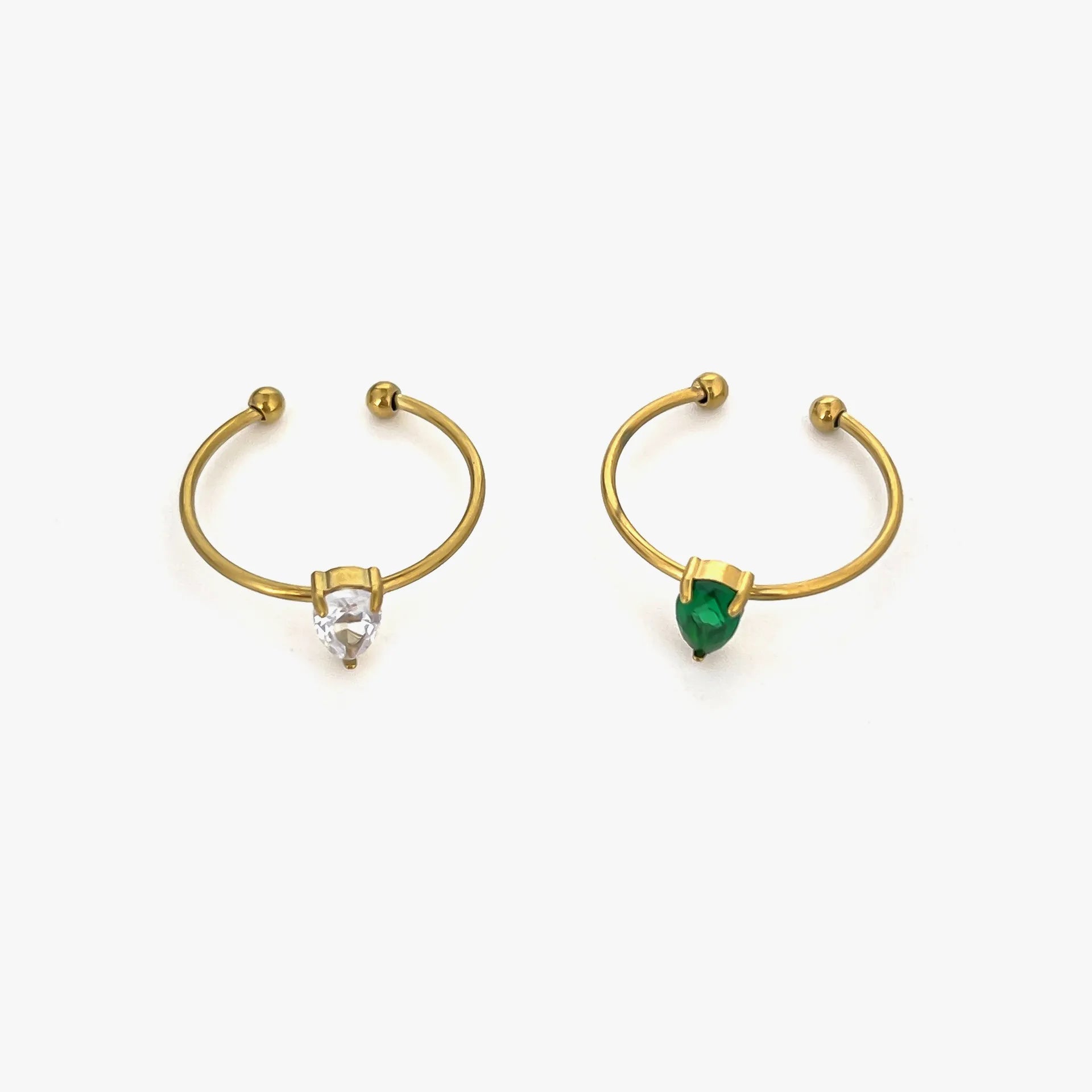 Fashorio Gold / One Size 2-Piece 18K Gold-Plated Inlaid Zircon Open Ring