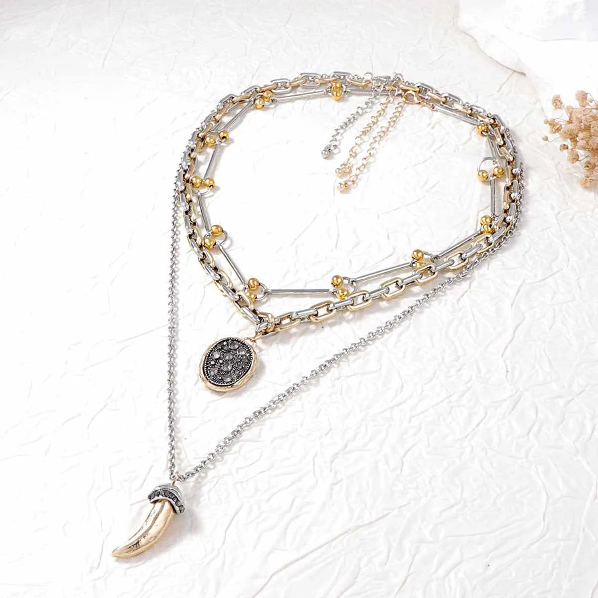 Fashorio Gold / One Size 3 Piece Stainless Steel Pendant Necklace