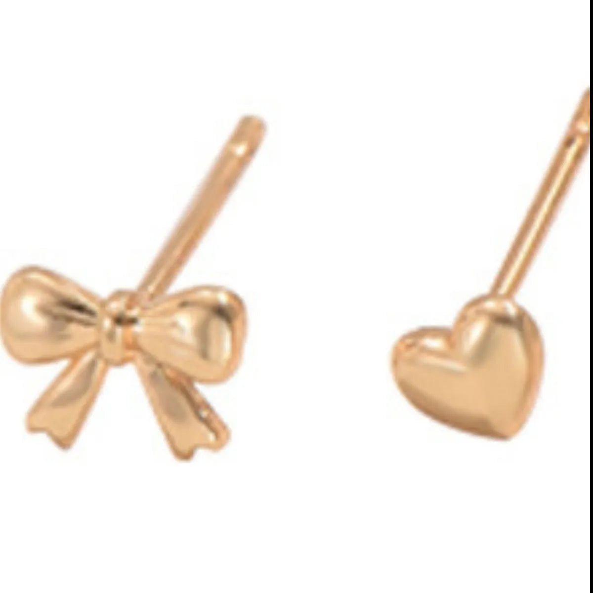 Fashorio Gold / One Size 6 Piece Bow Heart Stud Earrings Set
