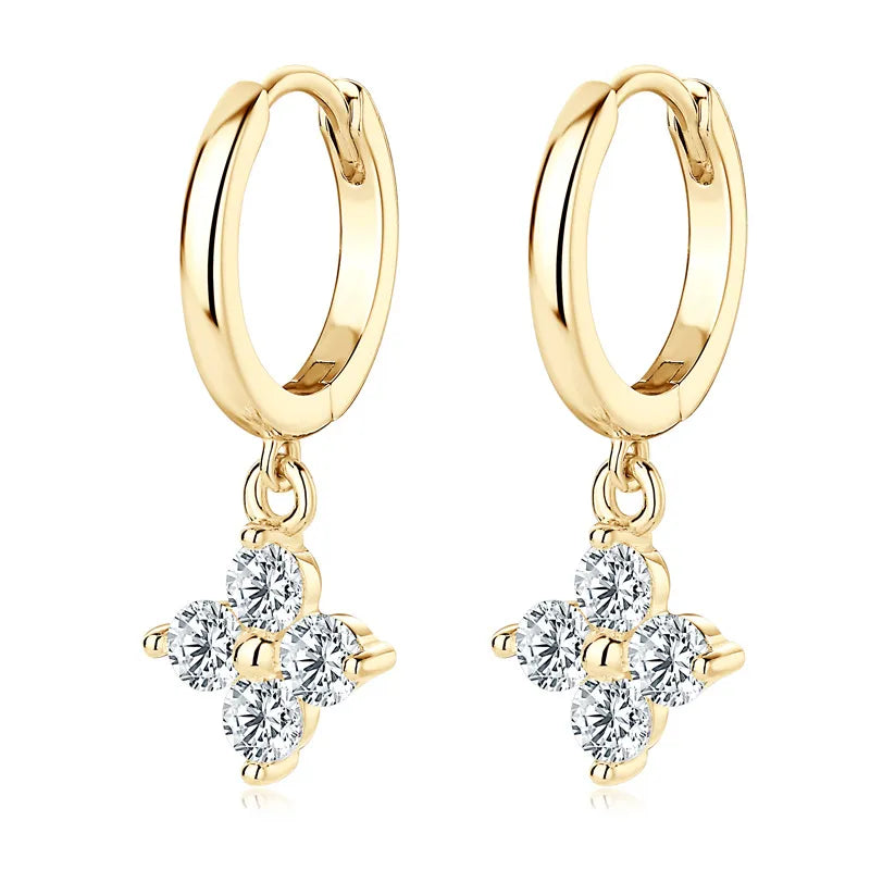 Fashorio Gold / One Size 925 Sterling Silver Moissanite Hoop Drop Earrings