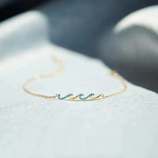 925 Sterling Silver Zircon Bracelet Gold One Size - Fashorio