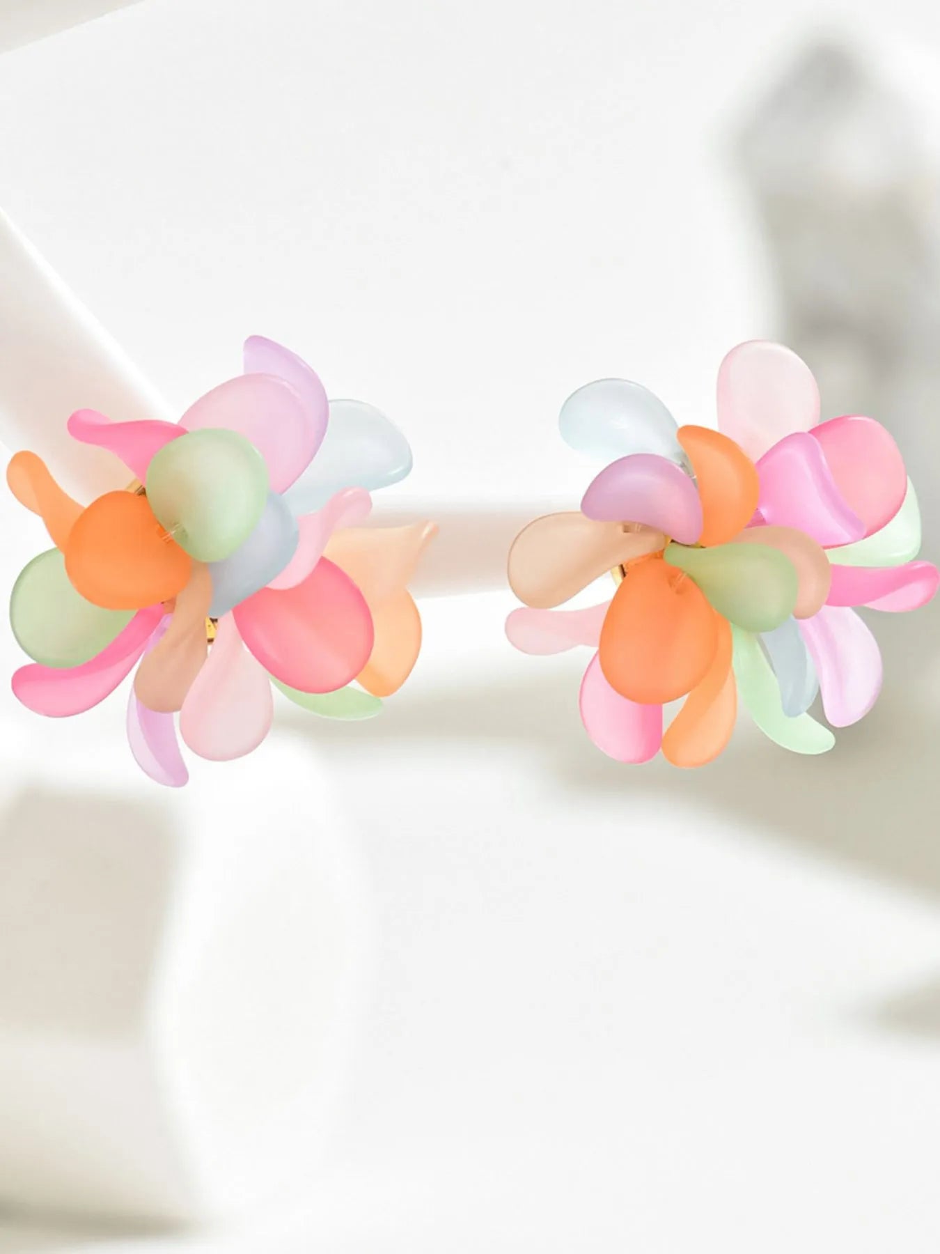 Fashorio Gold / One Size Acrylic Colorful Flower Stud Earrings