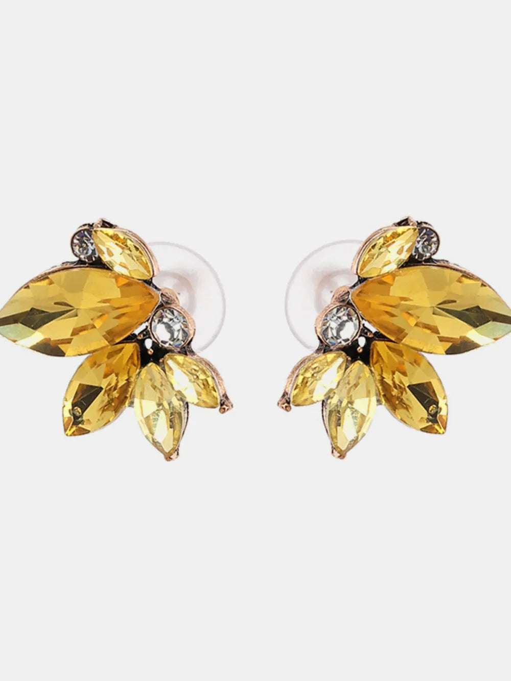 Fashorio Gold / One Size Alloy Rhinestone Flower Stud Earrings