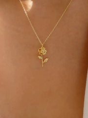 Fashorio Gold / One Size Alloy Rose Pendant Necklace