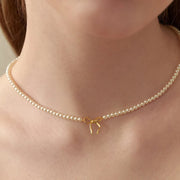 Fashorio Gold / One Size Copper Pearls Bow Necklace