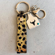 Fashorio Gold / One Size Genuine Leather Alloy Keychain