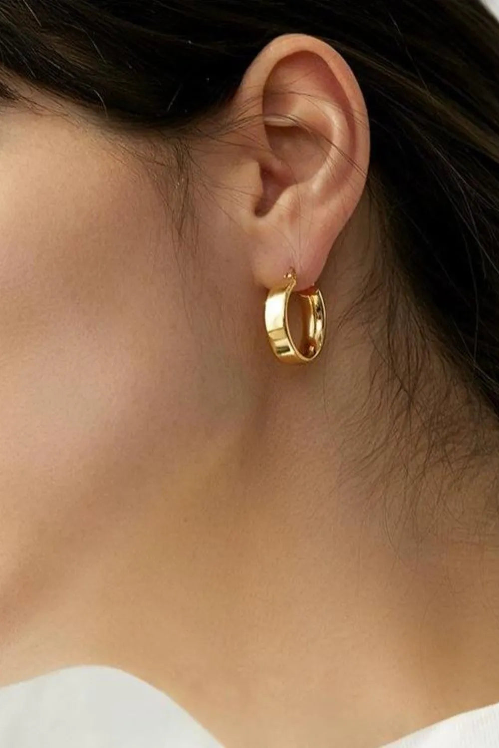 Fashorio Gold / One Size Gold-Plated Brass Huggie Earrings
