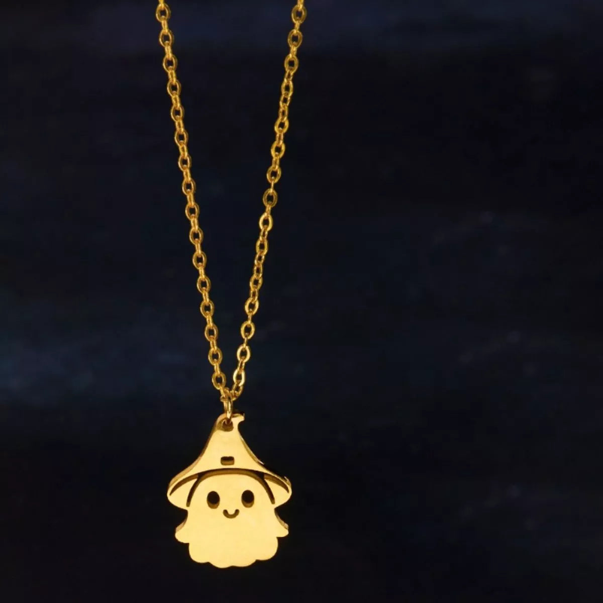 Fashorio Gold / One Size Halloween Ghost Pendant Necklace