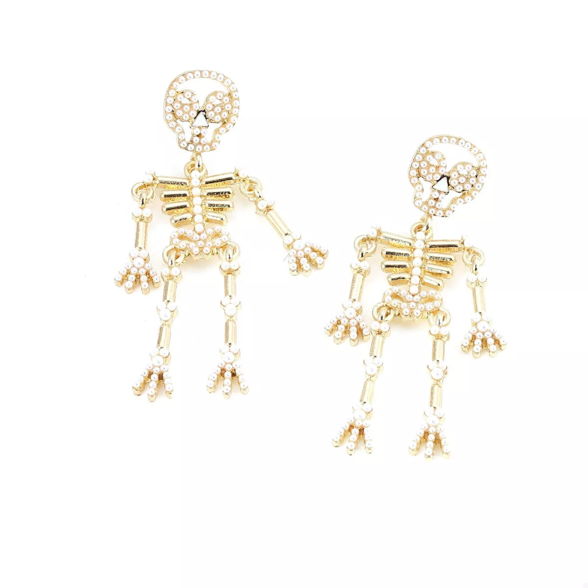 Fashorio Gold / One Size Halloween Skeleton Statement Earrings