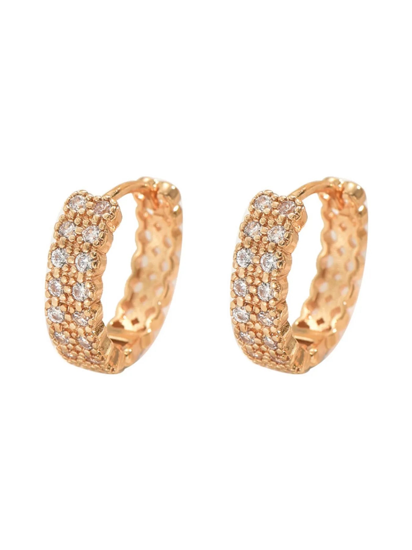 Fashorio Gold / One Size Inland Zircon Hoop Earrings