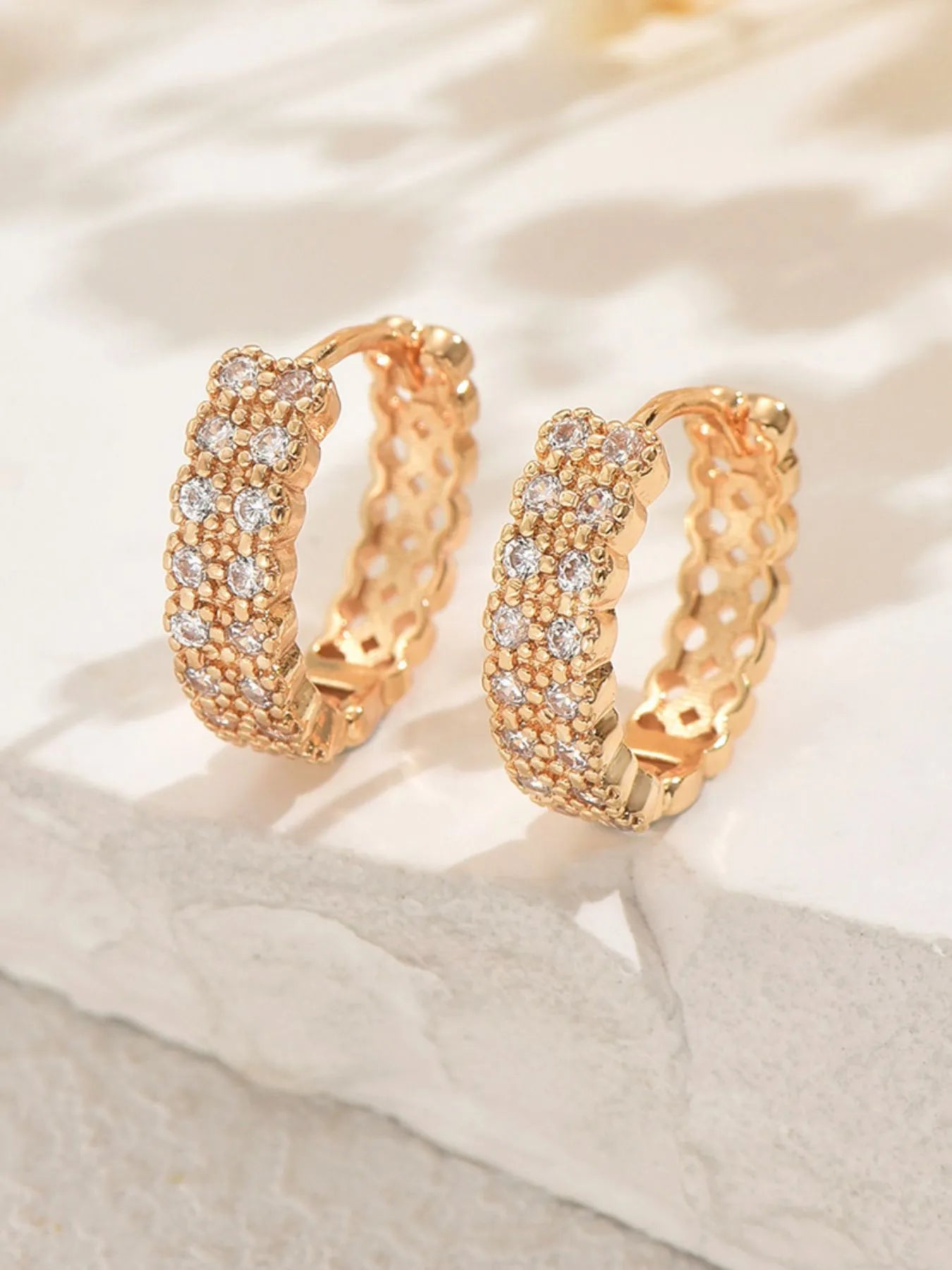 Fashorio Gold / One Size Inland Zircon Hoop Earrings