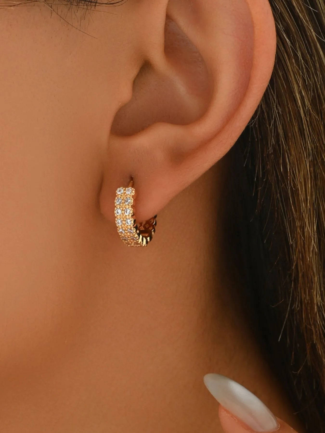Fashorio Gold / One Size Inland Zircon Hoop Earrings