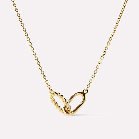 Interlocked Titanium Steel Necklace Gold One Size - Fashorio