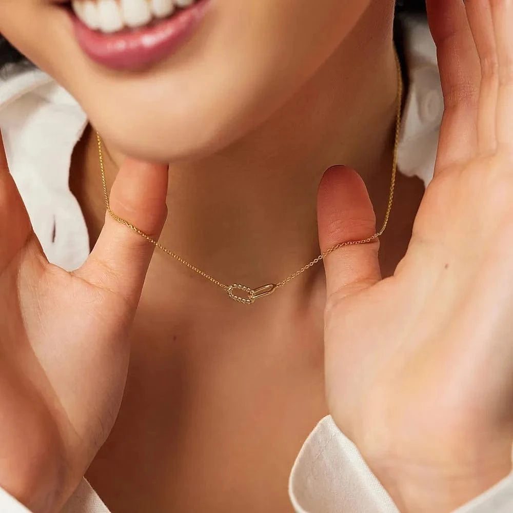 Fashorio Gold / One Size Interlocked Titanium Steel Necklace