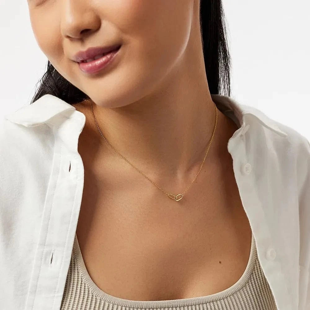 Fashorio Gold / One Size Interlocked Titanium Steel Necklace